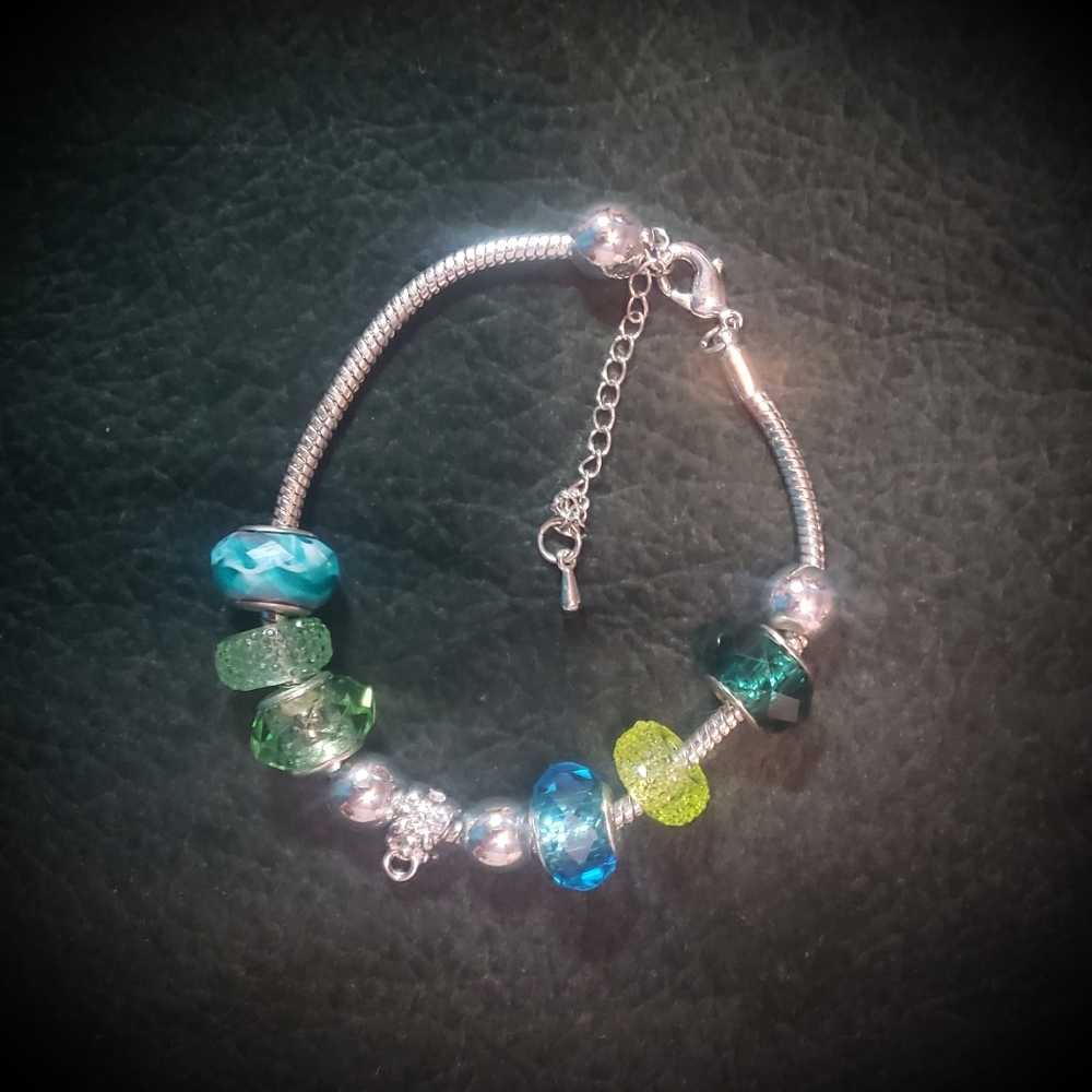 Glass Bead Charm Bracelet